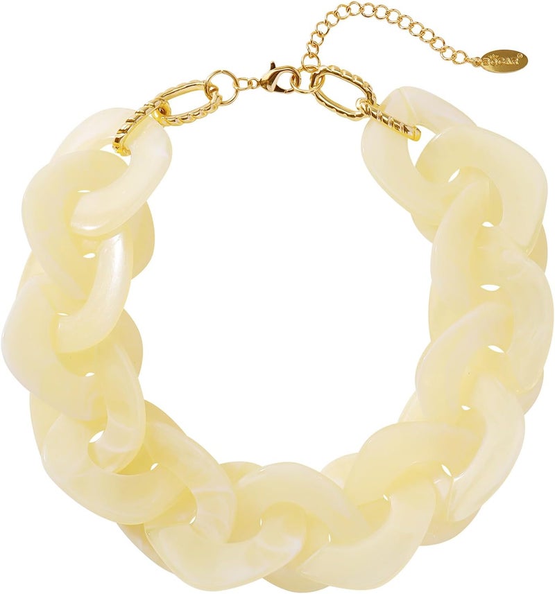 Bocar Statement Chunky Acrylic Cuban Choker Necklace Fashion Bib Collar Chain Necklace for Women(NK-10666) - Image 1